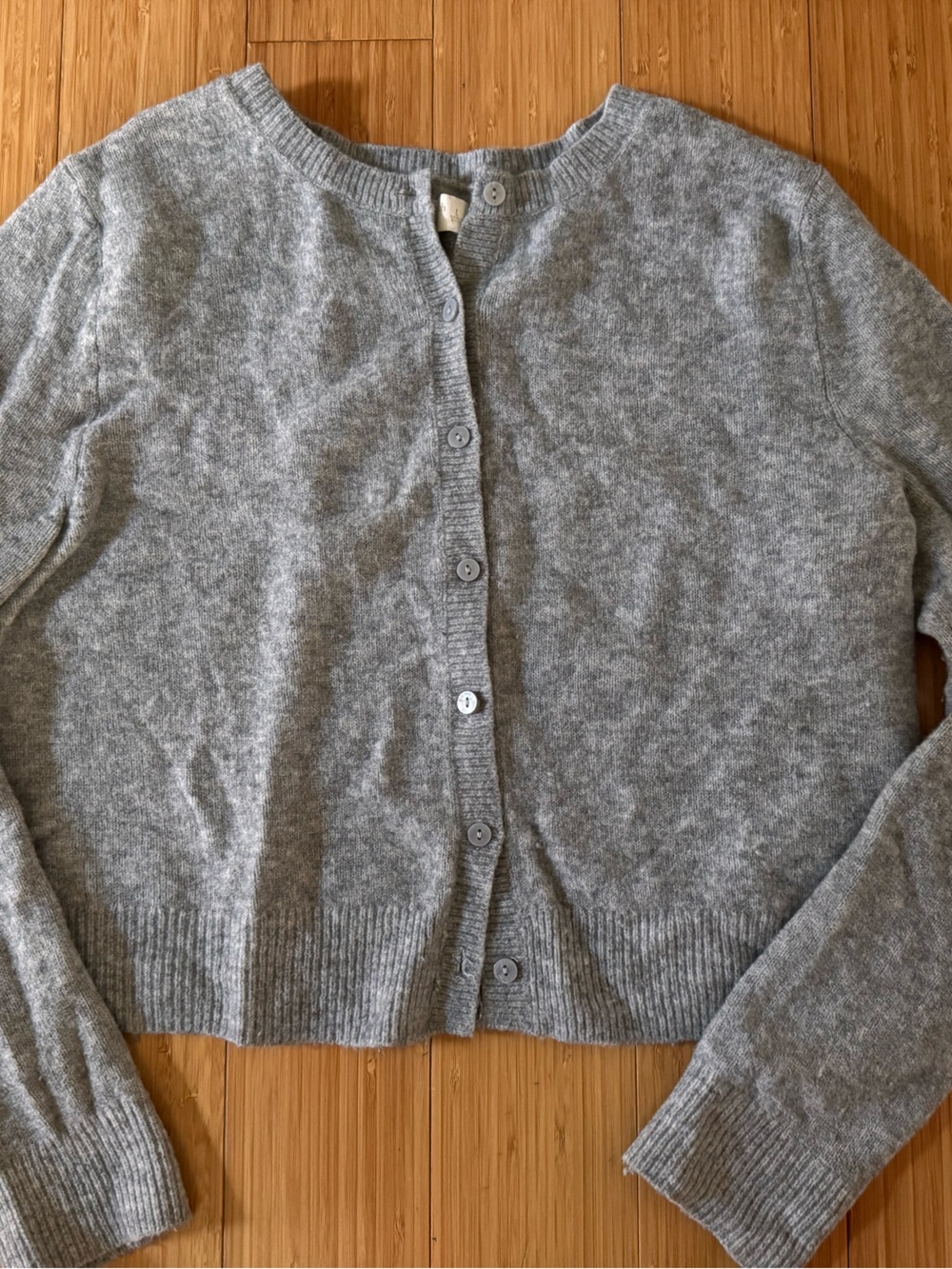 Abercrombie & Fitch Light Gray Button-Front Merino Wool Blend Cardigan
